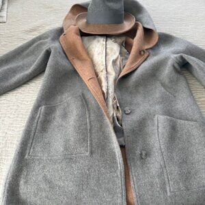 Alpaca reversible coat with matching hat and scarf